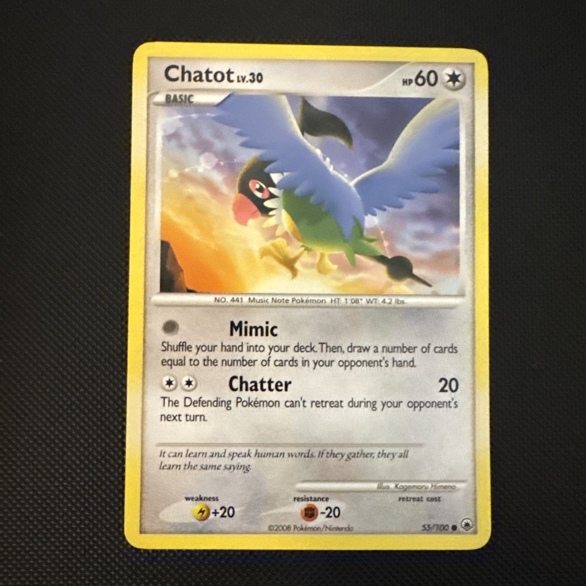 Chatot 55/100 Majestic Dawn Pokemon regolare S515