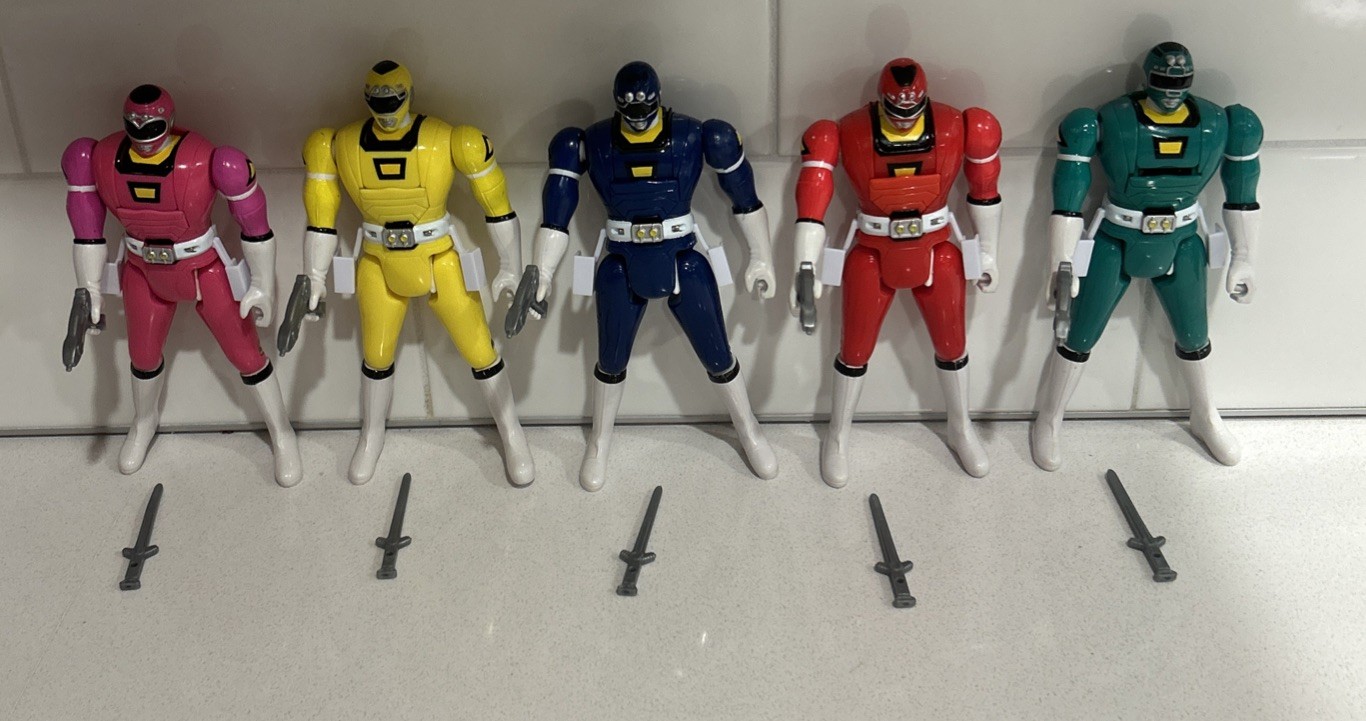 Power Rangers TURBO Flip Head Auto Morphin set completo tripla azione bauletto completo