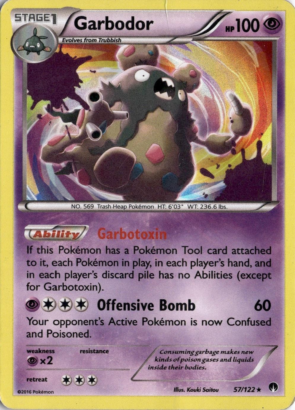 Garbodor 57/122 Holo Raro Pokemon Breakpoint Danneggiato