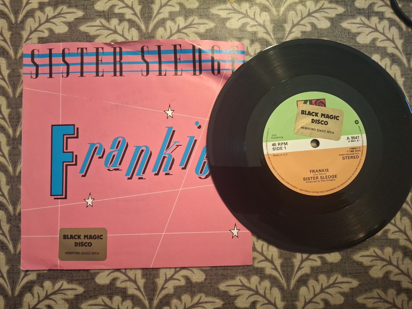 SISTER SLEDGE "FRANKIE" 45 RPM VINYL SINGLE 1985 VG+