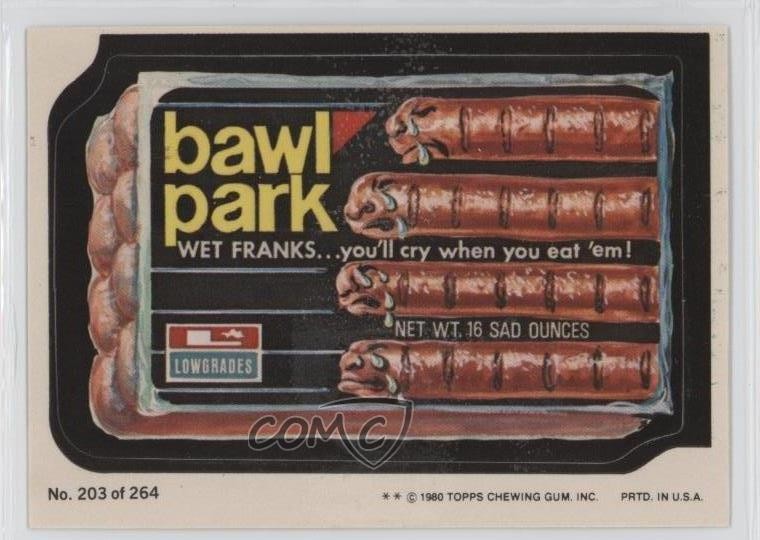 1980 Topps Wacky Packages Serie 4 Bawl Park #203 0i6