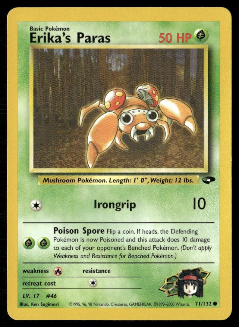 Erika's Paras 71/132 Sfida Palestra Comune Pokemon Illimitato Molto Giocato