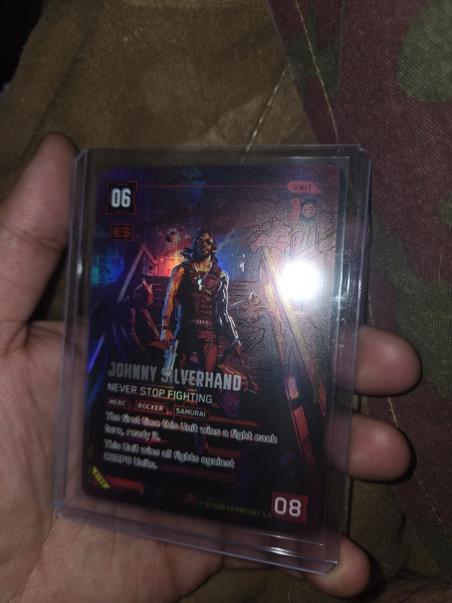 Cyberpunk TCG KS Johnny Silverhands iconico raro pacchetto fresco