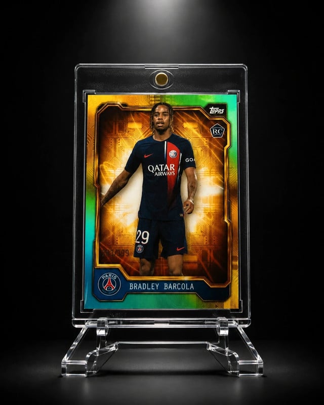 Bradley Barcola Topps Merlin Neon Green Shimmer /399 RC | PSG | 283/399
