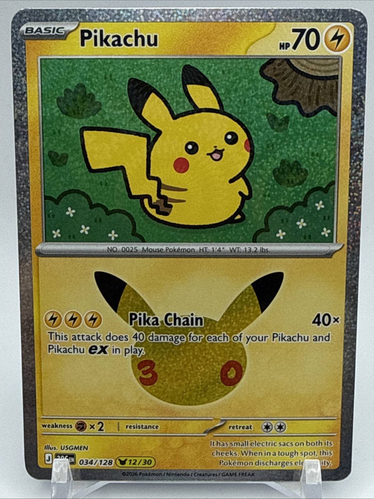 Pikachu 034/128 Me: 30th Celebration Holo