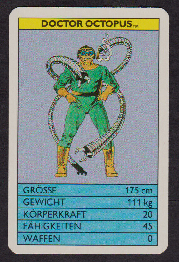 Carta tedesca Doctor Octopus Marvel Super Villains 1988 nuova con scatola