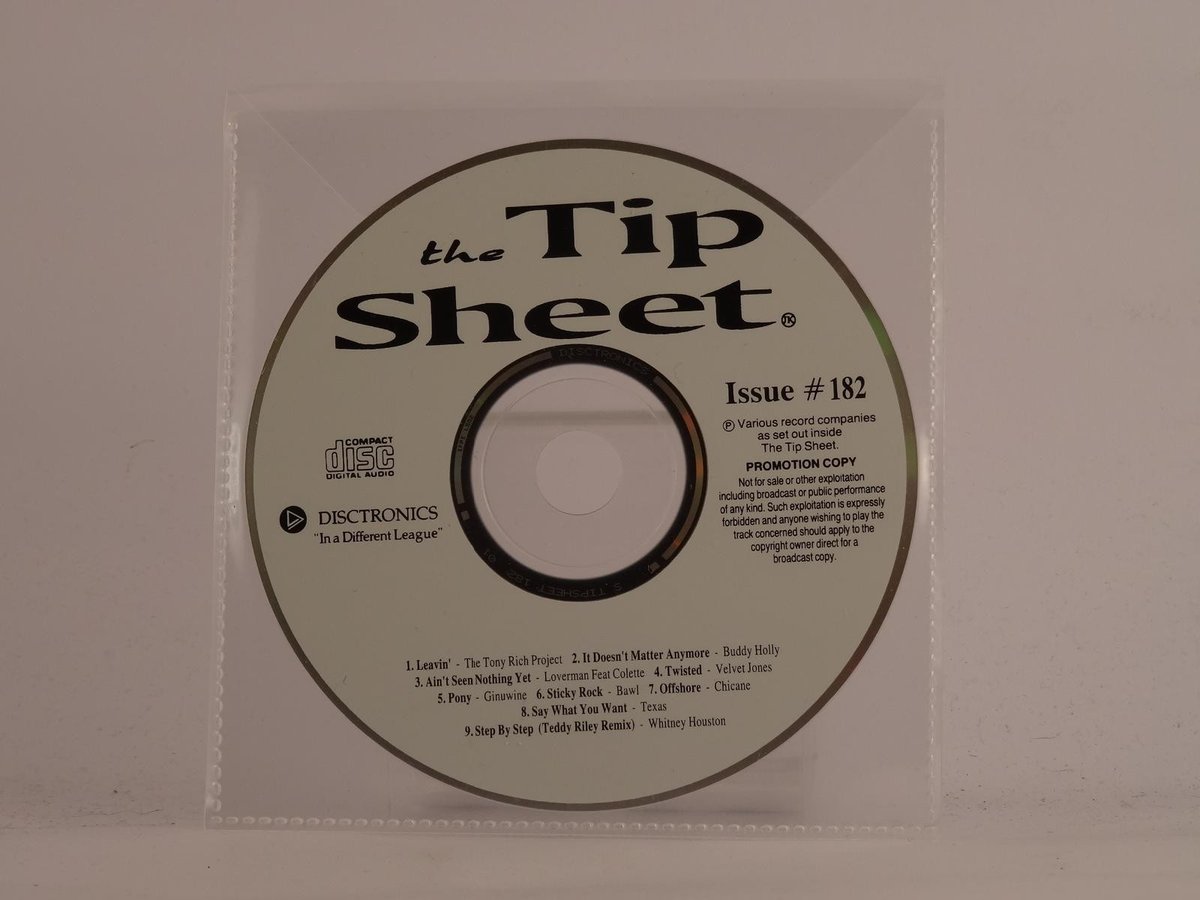 VARIOUS ARTISTS THE TIP SHEET ISSUE 182 (496) 9 Track Promo CD Album plus Plasti