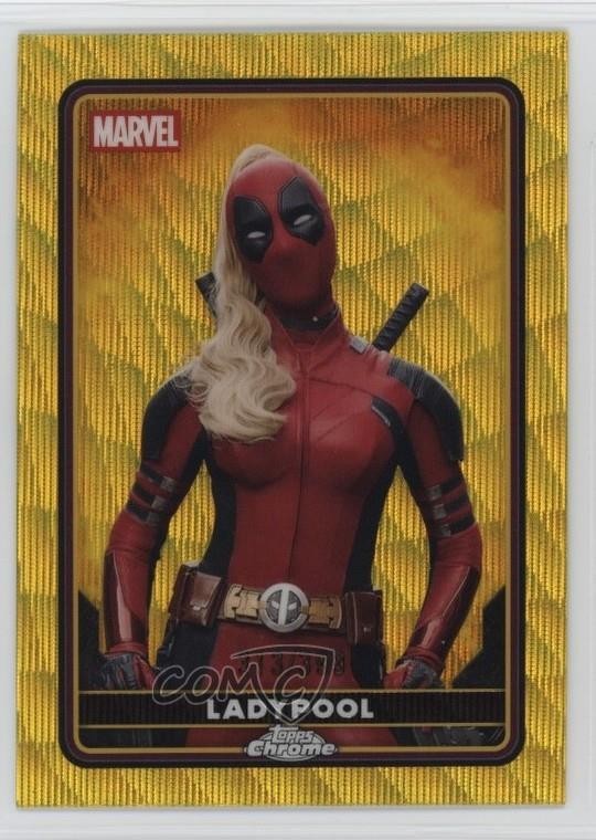 2025 Topps Chrome Deadpool Characters Yellow Wave Refractor 313/399 Ladypool 9et