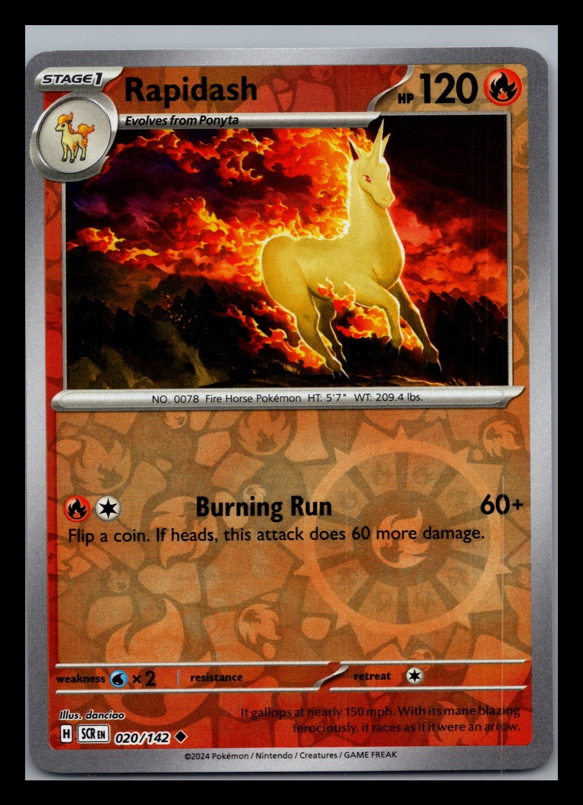 Rapidash 020/142 Non Comune Corona Stellare Pokemon Reverse Holo Near Mint