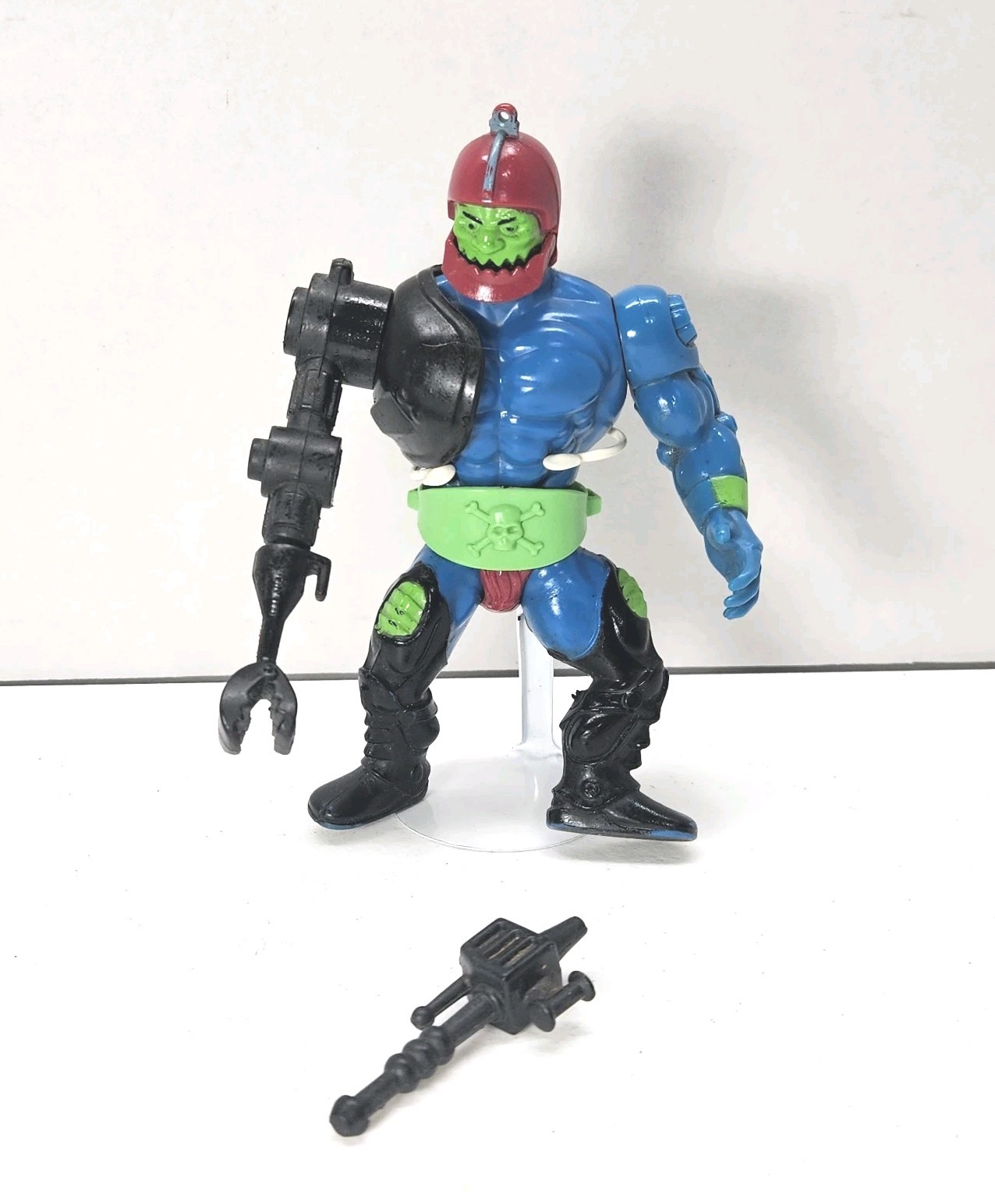 Modellino vintage Masters Of The Universe Trap Jaw quasi completo con supporto