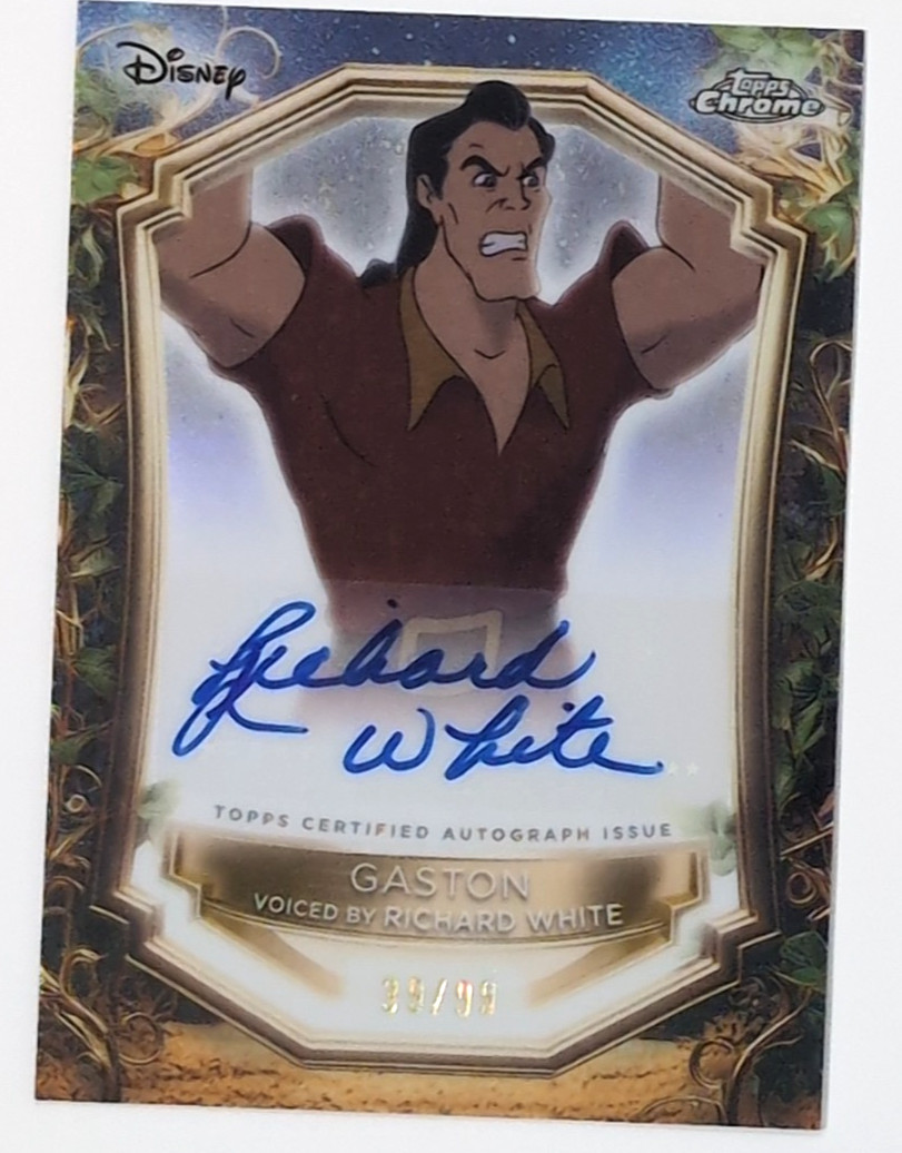 Autografo cromato 2025 Topps Disney Wonder Gaston Richard White Enchantments /99