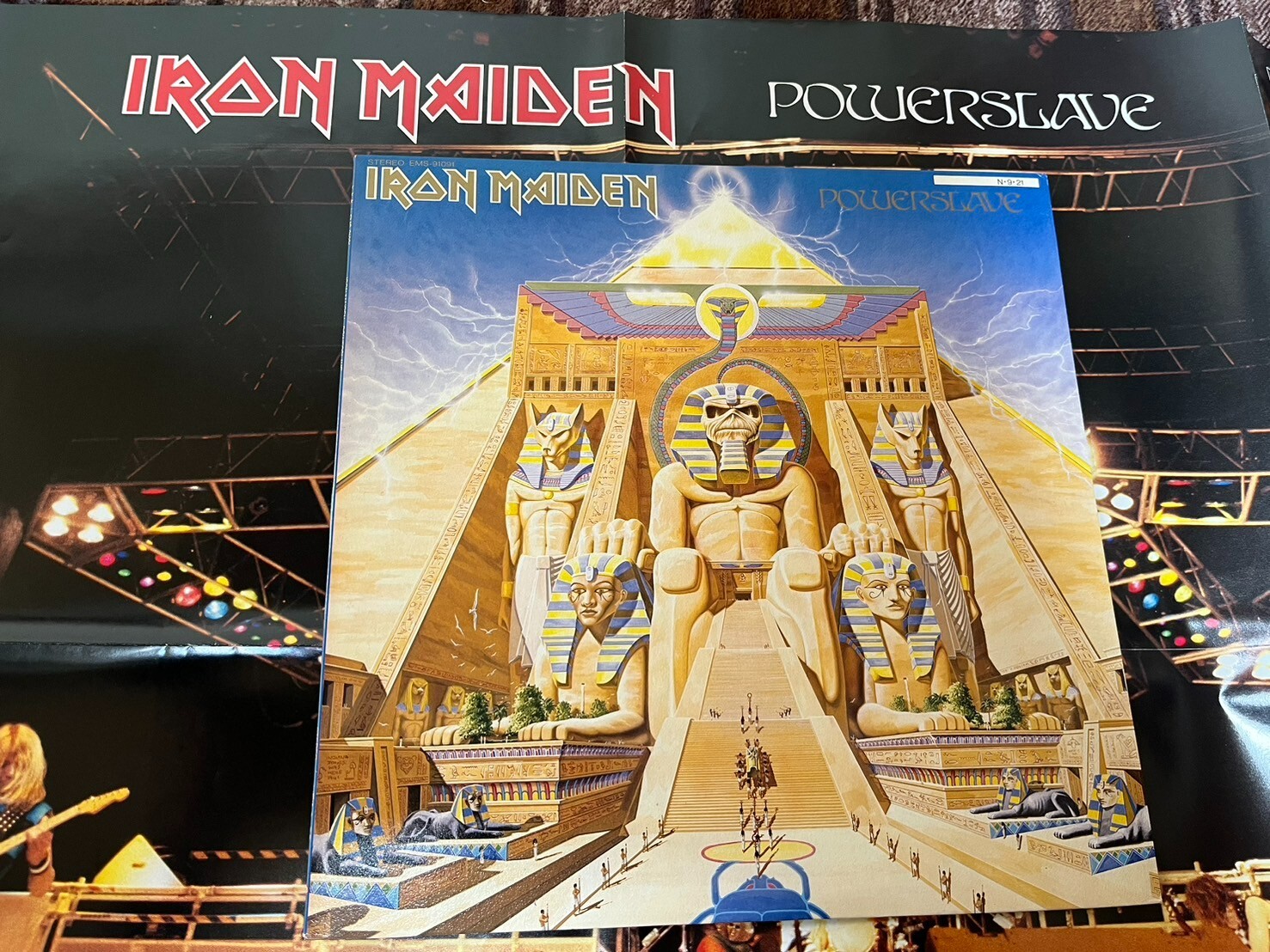 IRON MAIDEN POWERSLAVE EMI EMS-91091 Japan VINYL LP W/Poster