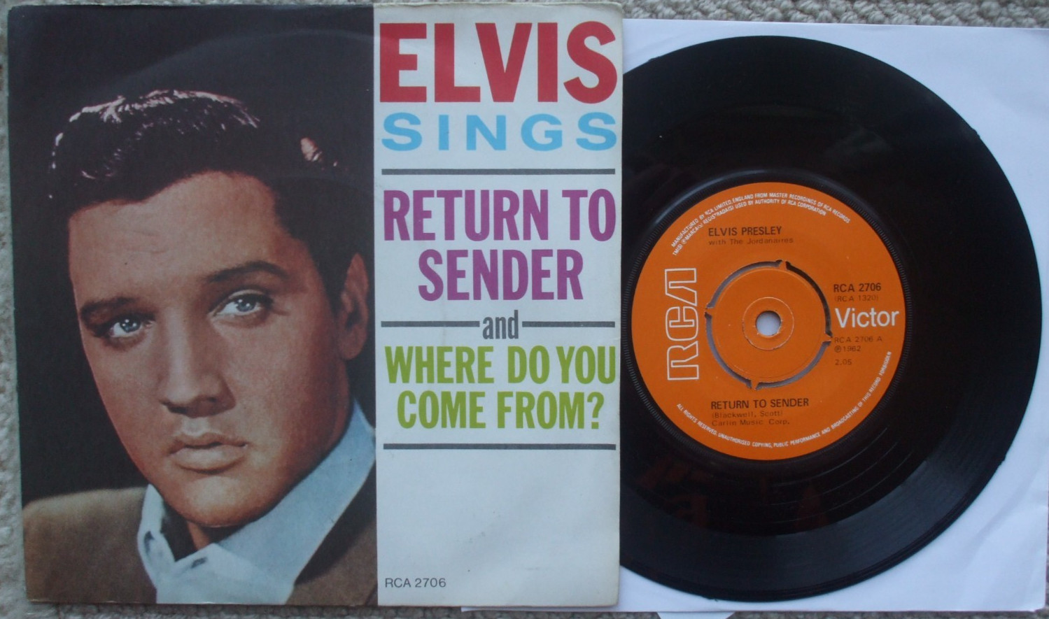 Elvis Presley - Return To Sender / Where Do You Come From - RCA 2706 - EX- 45