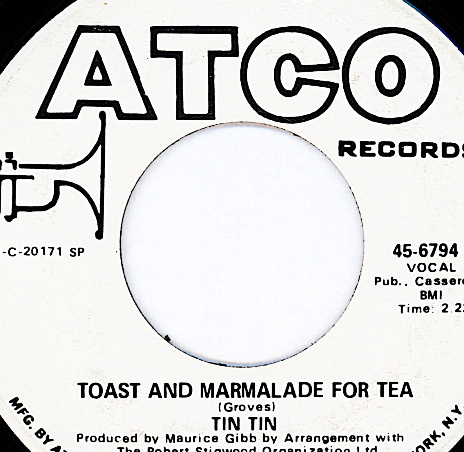 TIN TIN - TOAST AND MARMALADE FOR TEA Rare Promo NEVER PLAYED WHITE LABEL NM