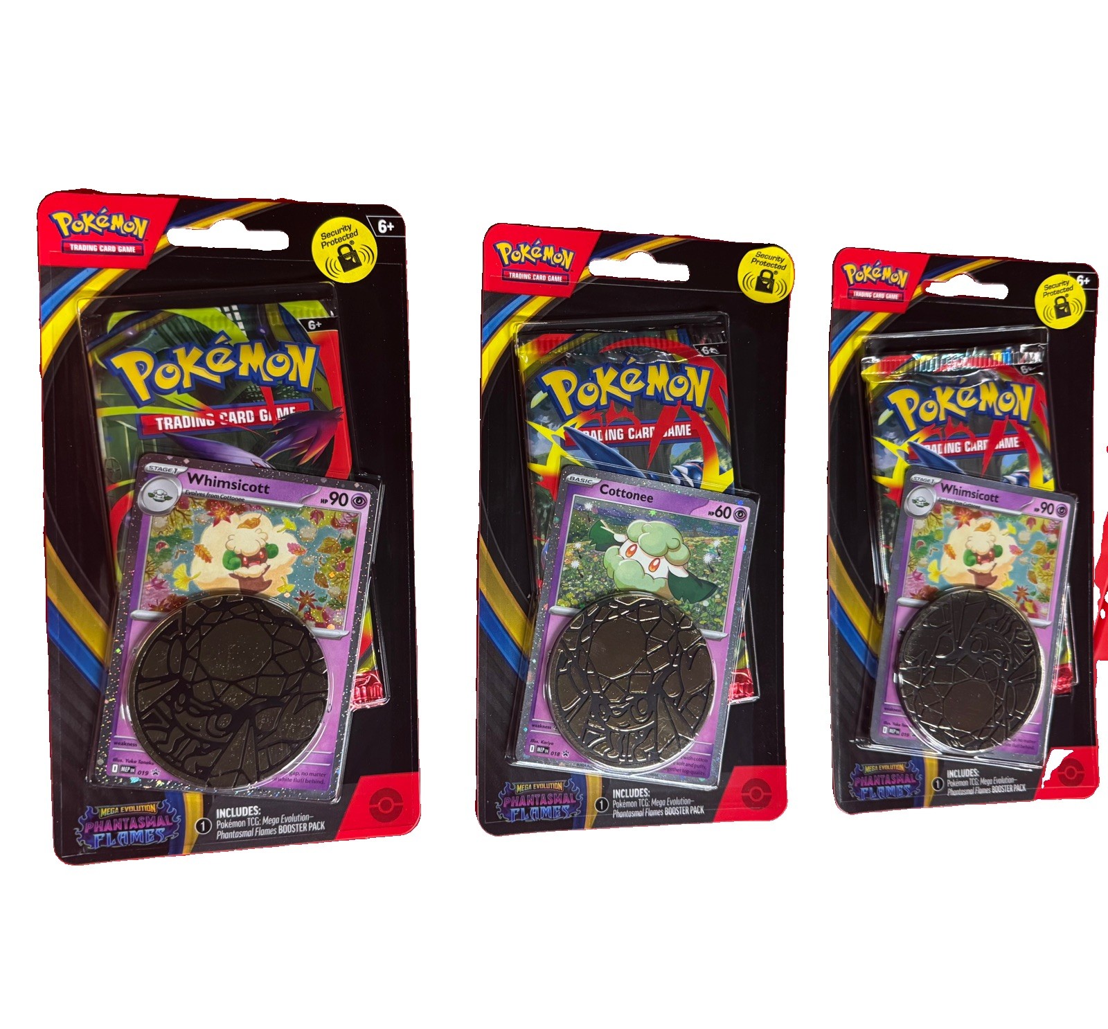 3 Pokemon TCG Phantasmal Flames Blister Pack New Sealed 