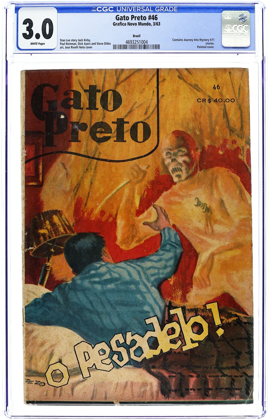 Gato Preto #46 CGC 3.0 Horror brasiliano 1963 4693251004