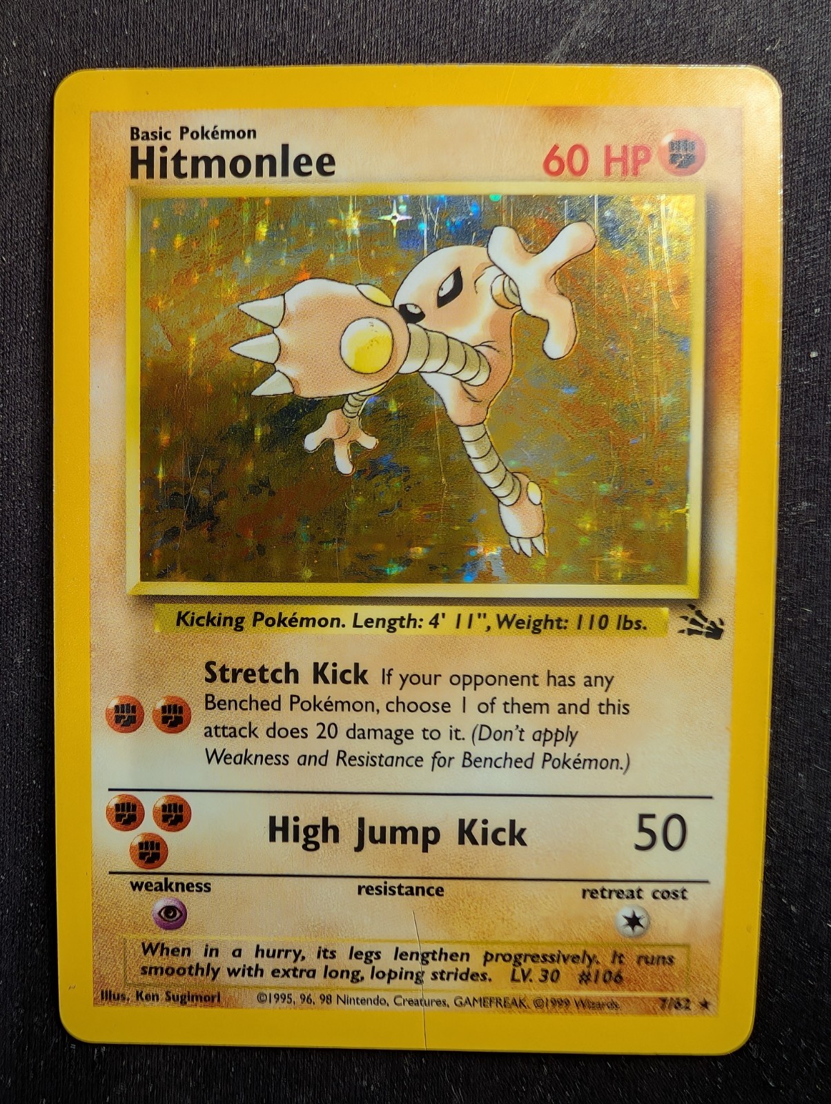 Hitmonlee - 7/62 Holo Rare Unlimited Edition - Fossil (Pokemon) MP #1
