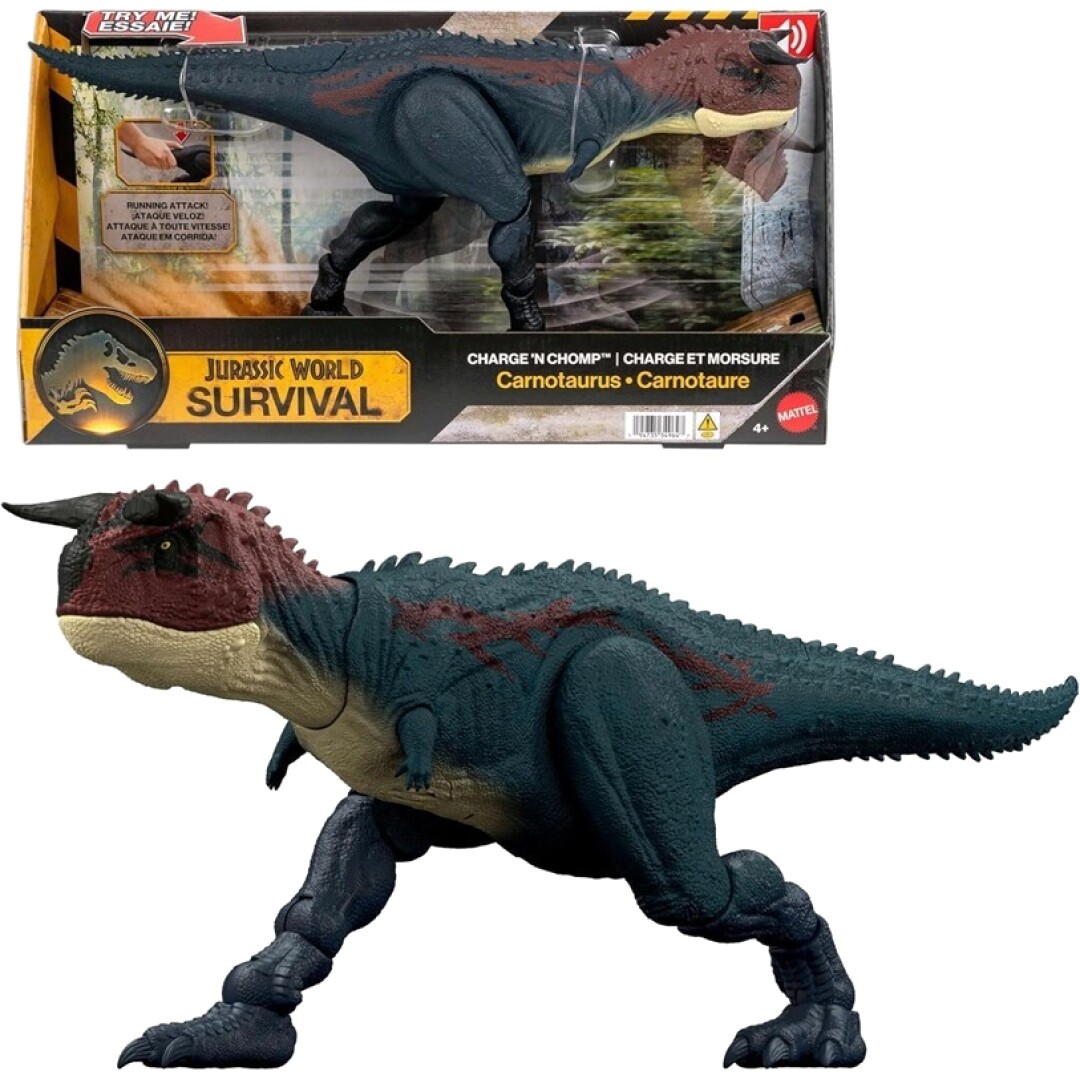 JURASSIC WORLD Figura di dinosauro con azione del morso CARNOTAURUS-43CM