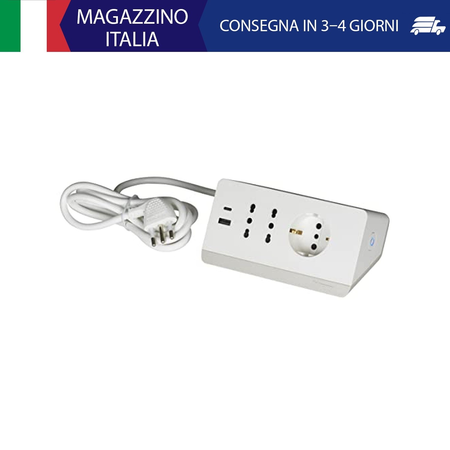 BTICINO Ciabatta Multipresa Elettrica 5 Posti, 2 Prese USB 3A, 1 Polivalente Sch