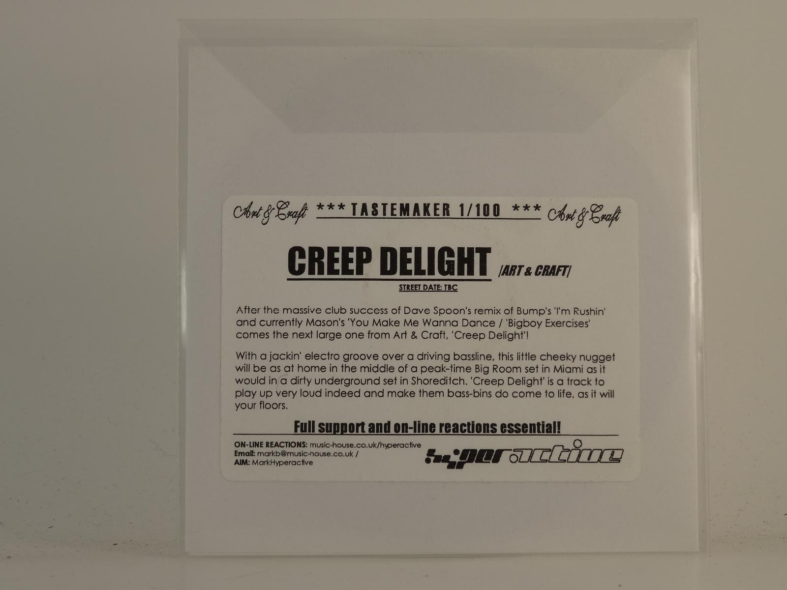 CREEP DELIGHT ARTS AND CRAFT (H1) 1 Track Promo CD Single including Plastic Slee