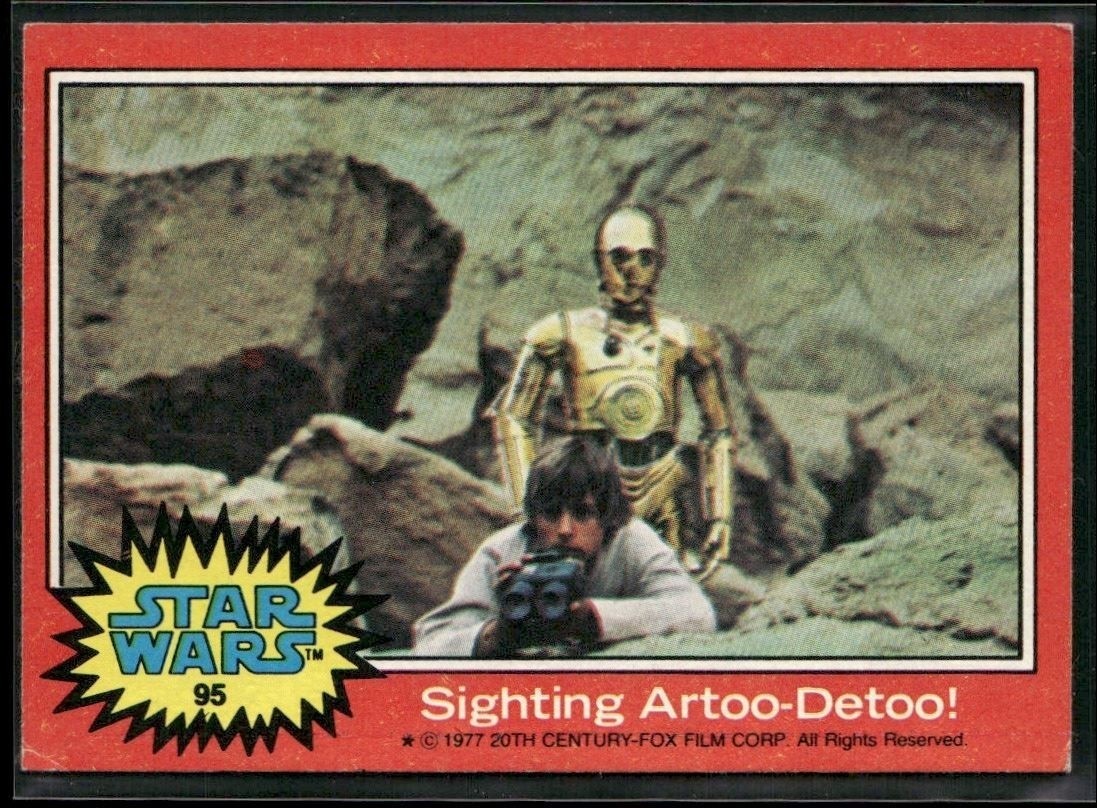 ⭐ 1977 Topps Star Wars Serie 2 Luke R2D2 Avvistamento R2-D2 #95 VG