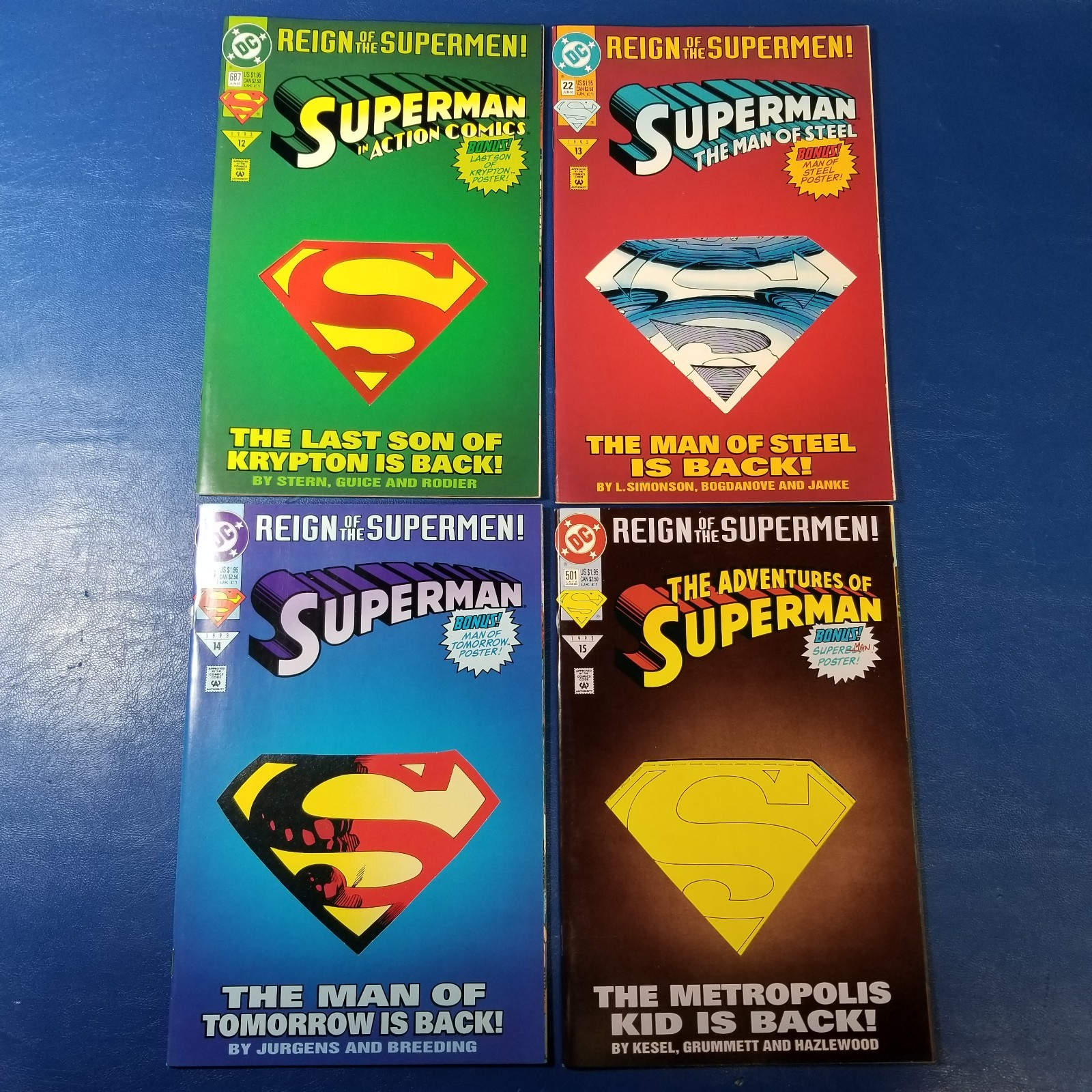 DC Comics Reign of the Supermen 4 Pack Edizione da Collezione Lotto Fumetti 1993