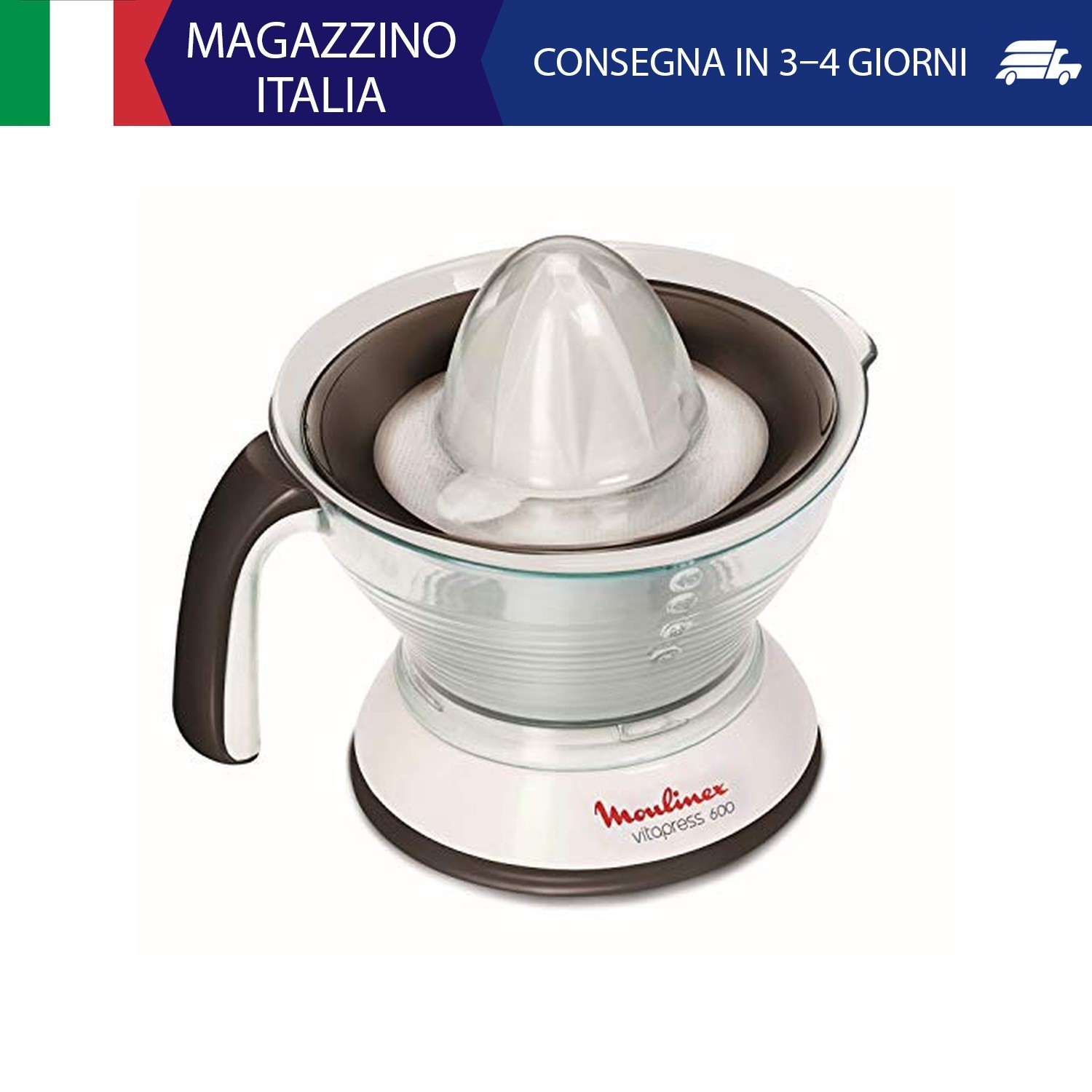 Moulinex Vitapress Spremiagrumi, Capacità di 0,6L, Caraffa Graduata, Accensione/