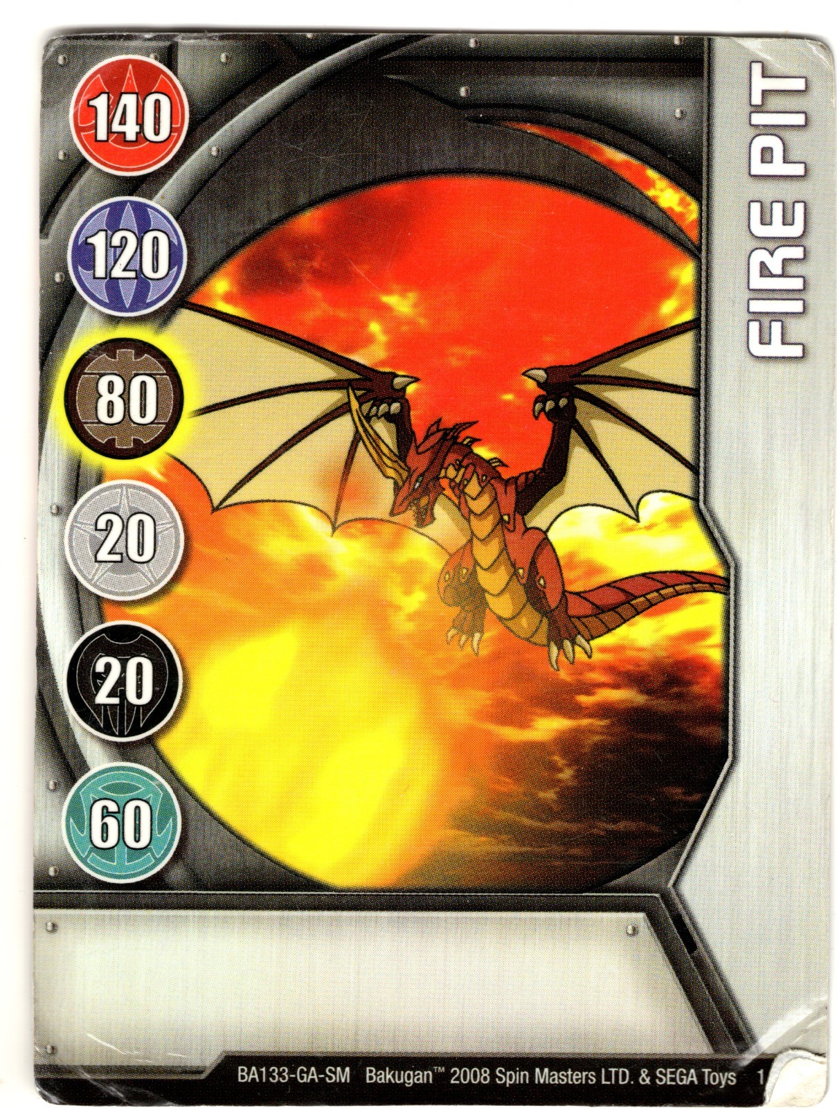 Bakugan Battle Brawlers Fire Pit Metal Gate Card BA133 1/48 Damaged