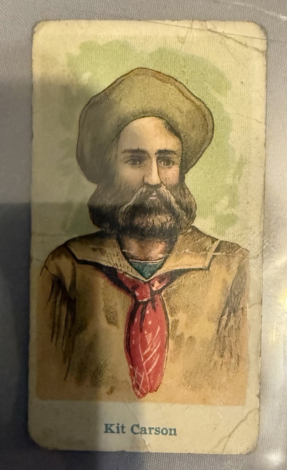 1910 American Carmel Co Wild West E49 Kit Carson Rookie prima carta assegni indietro