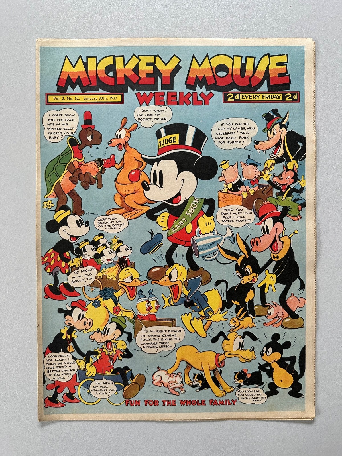 Mickey Mouse Weekly Comic #52 January 30th 1937 FN RARE