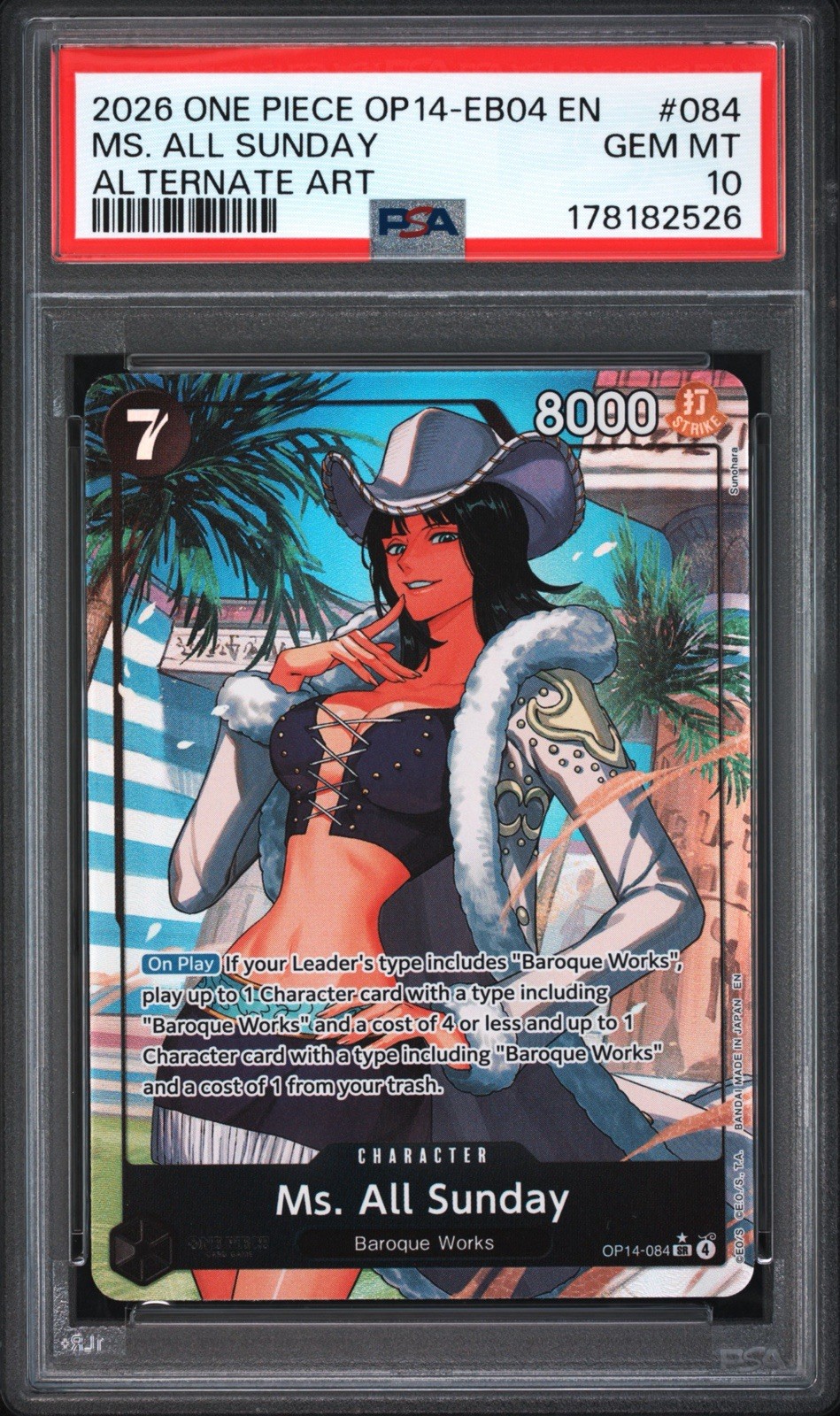 One Piece JCC Ms. All Sunday Alt Art OP14-084 OP14 EN PSA 10 GEM MT