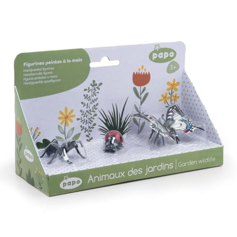 (TG. miniatura) PAPO Set di 3 figure - Scatola per insetti - Farfalla, ragno e c