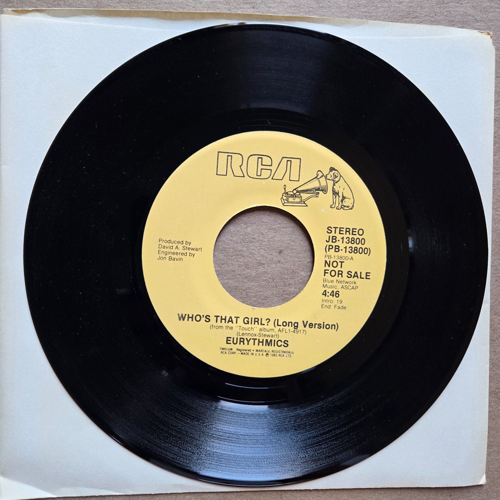 EURYTHMICS Who's That Girl DJ PROMO Short & Long Version RCA 45 7" Record Vinyl