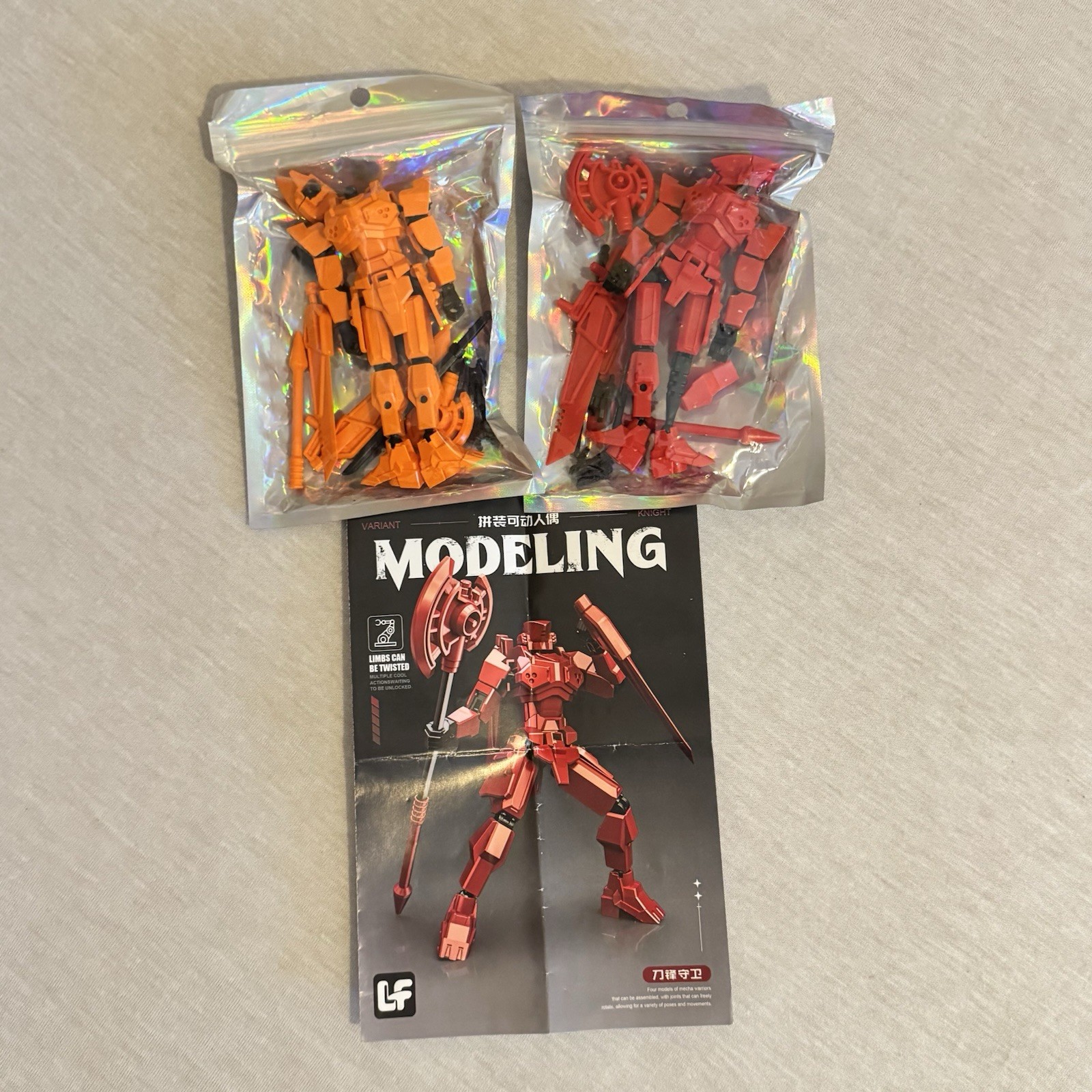 2 Pack Mecha Warriors Knight Variants Red Orange T13 Action Figure Titan 13