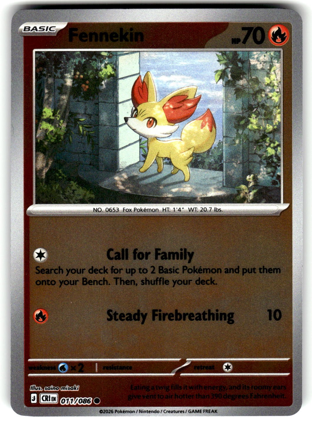 Fennekin 011/086 Pokemon ME04: Chaos Rising Reverse Holo comune quasi nuovo/lp