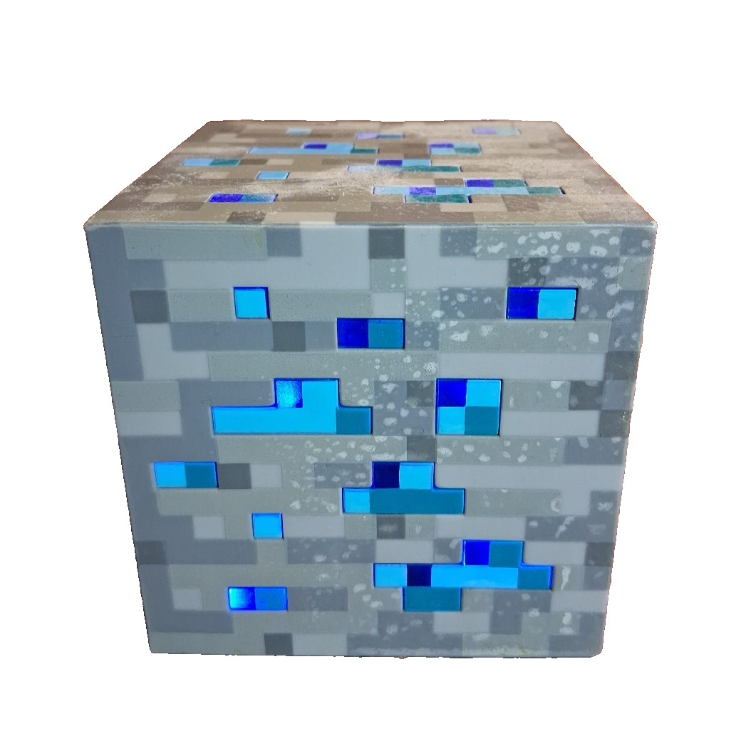Minecraft Diamond Ore Blue Block Light Up Cube Touch Luce Notturna Think Geek 2012