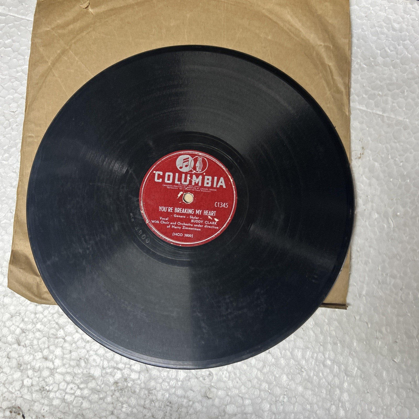 Buddy Clark Harry Zimmerman Song Of Surrender You're Breaking My Heart 78