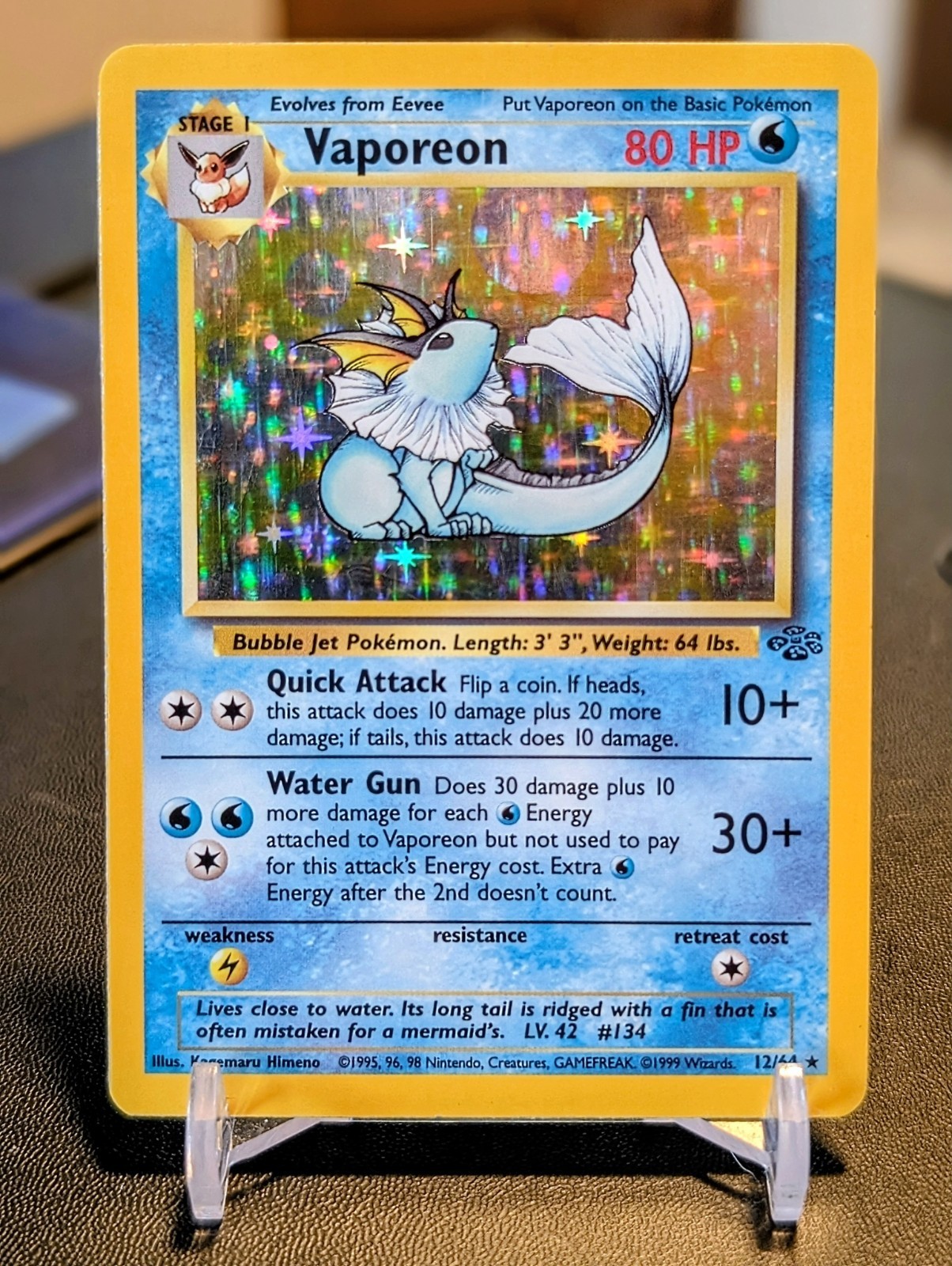Pokemon Vaporeon 12/64 Jungle Holo Rare Unlimited LP Vintage