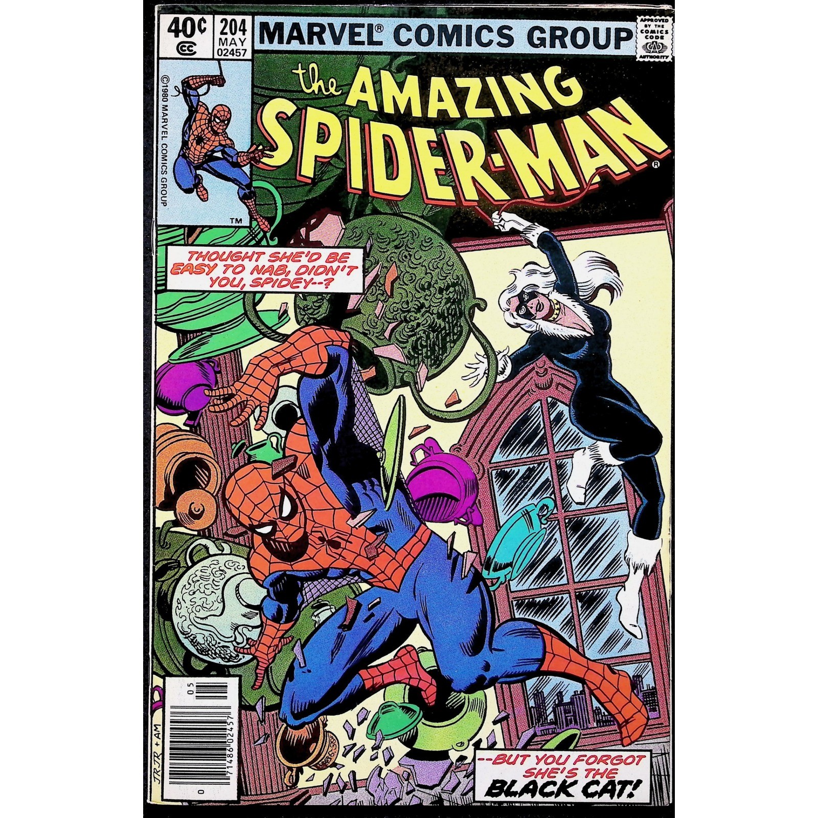 Amazing Spider-Man #204 Newsstand 3rd Black Cat Marvel comic book 1980