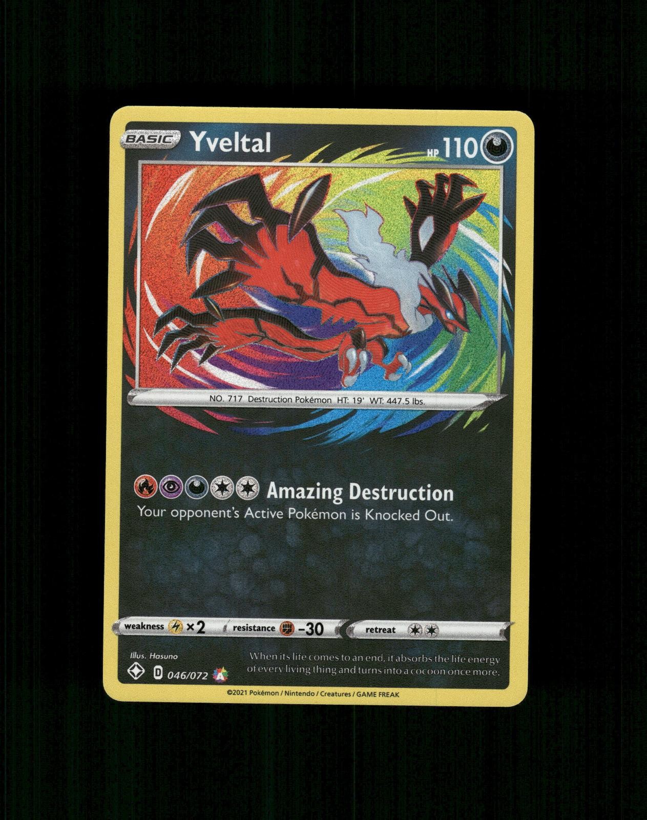 Pokemon Yveltal 046/072 Incredibile Raro Destino Lucente Quasi Nuovo