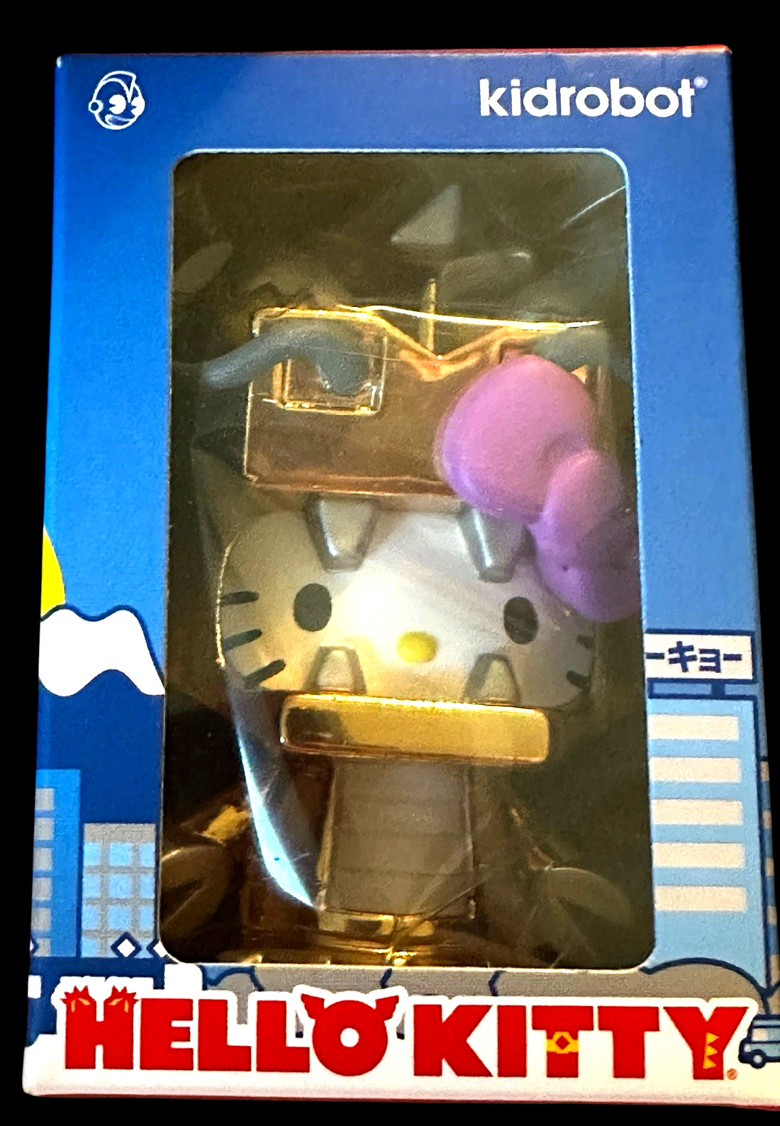 Kidrobot Hello Kitty Kaiju Mechazoar Knight 3" Figura Armatura Vinile Oro Metallizzato
