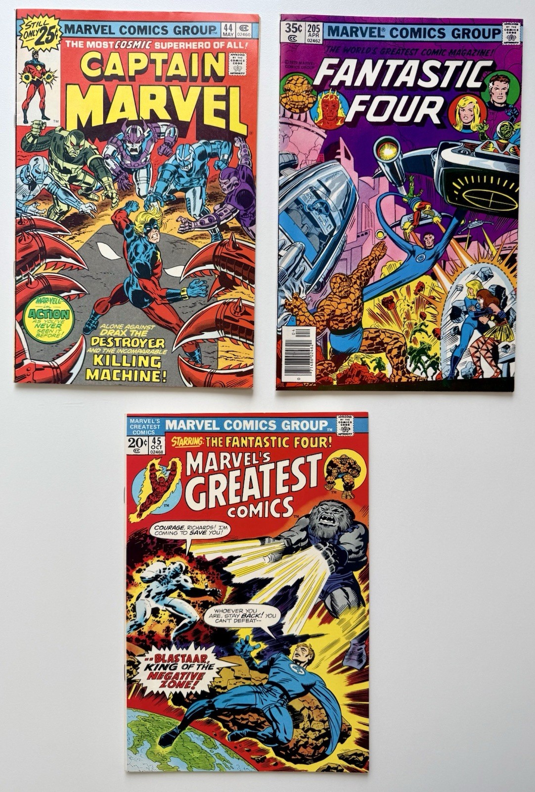 MARVEL LOT Of 3 ◉ CAPTAIN MARVEL 44 * FANTASTIC FOUR 205 * HIGH GRADE VF/ NM 👀