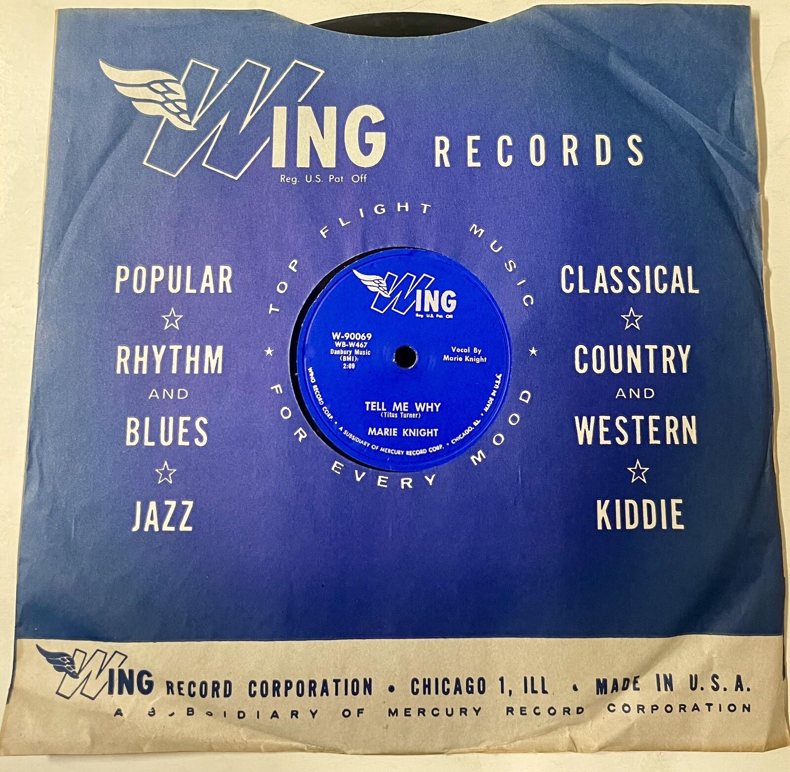 Marie Knight 1956 DOO WOP 78 Tell Me Why / As Long As I Love 78 RPM Singolo