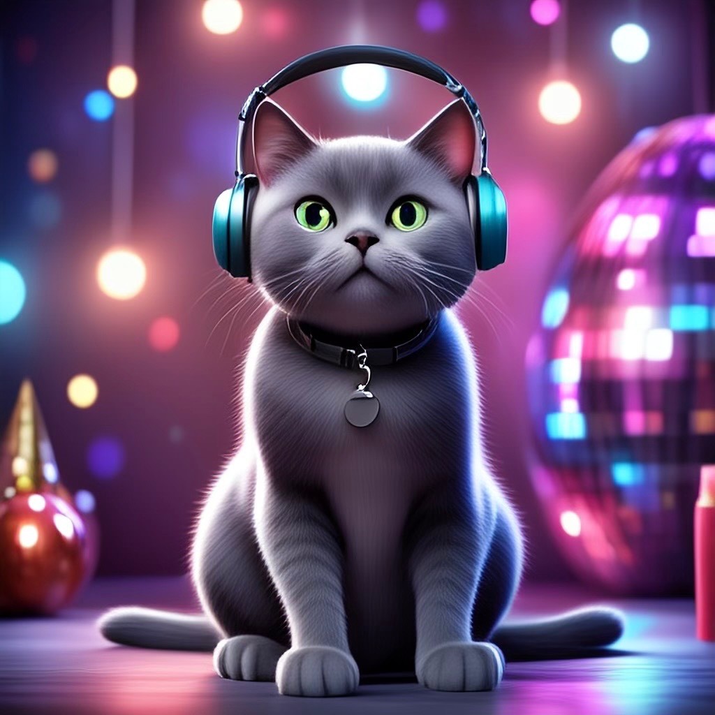 3” Cat Headphones Sticker