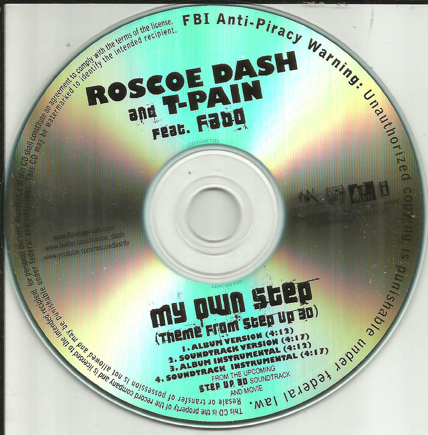 ROSCOE DASH & T PAIN My Own Step 4TRX w/ INSTRUMENTAL PROMO DJ CD single 2010