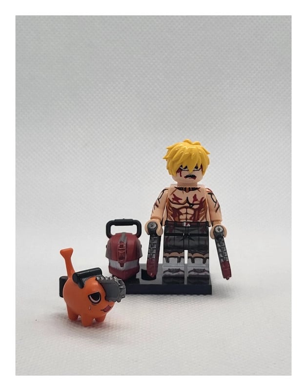 Figurine Type Lego - Chainsaw Man - Denji avec Pochita (Lego-style Figure - Denji with Pochita) 1