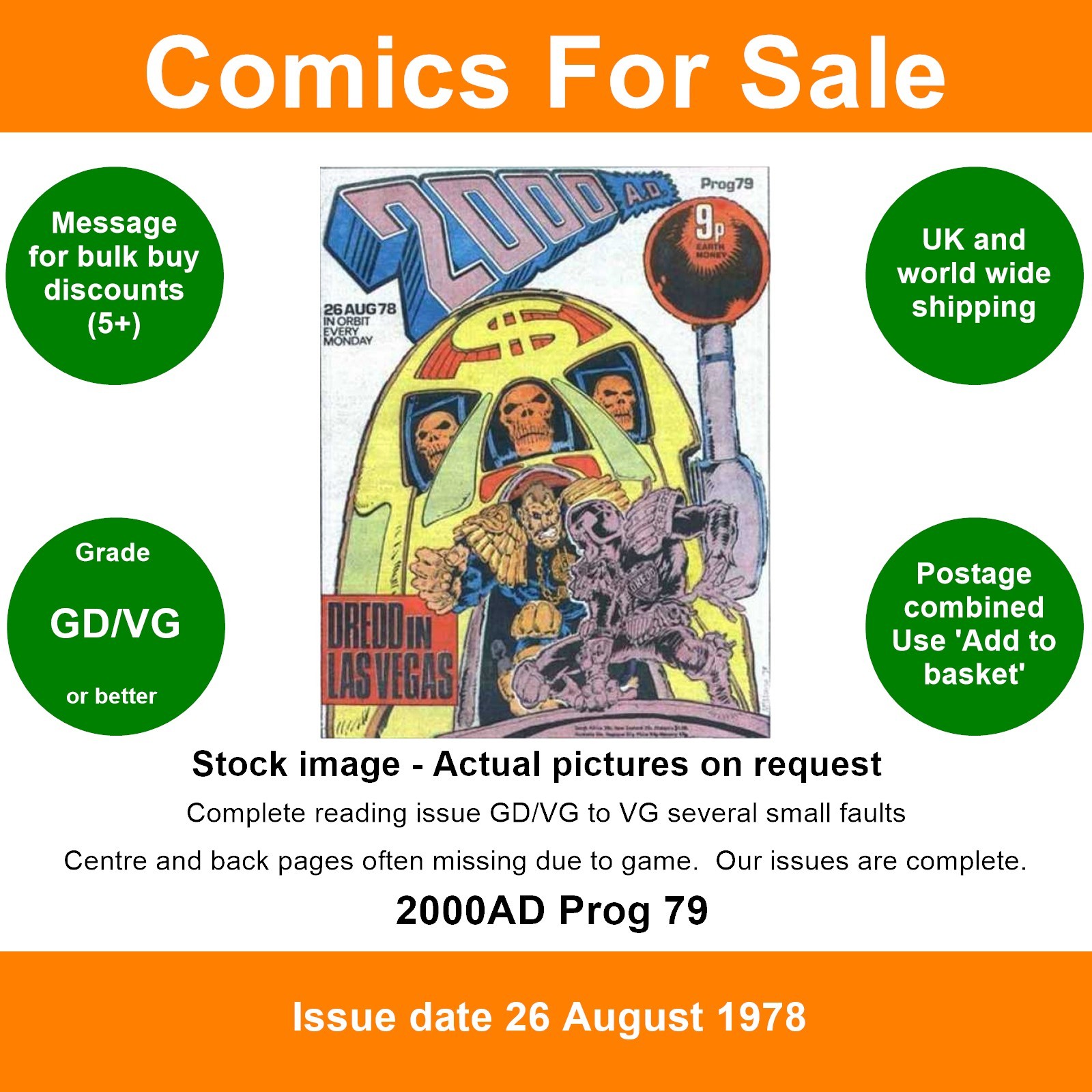 2000AD prog #79 comic - GD/VG - 26 August 1978