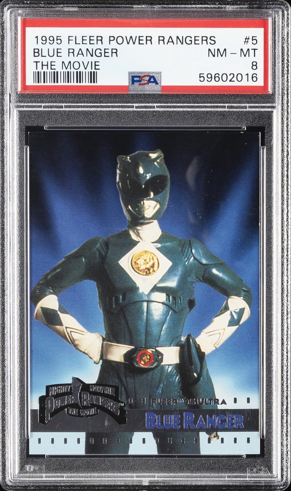 1995 FLEER POWER RANGERS IL FILM #5 BLUE RANGER PSA 8