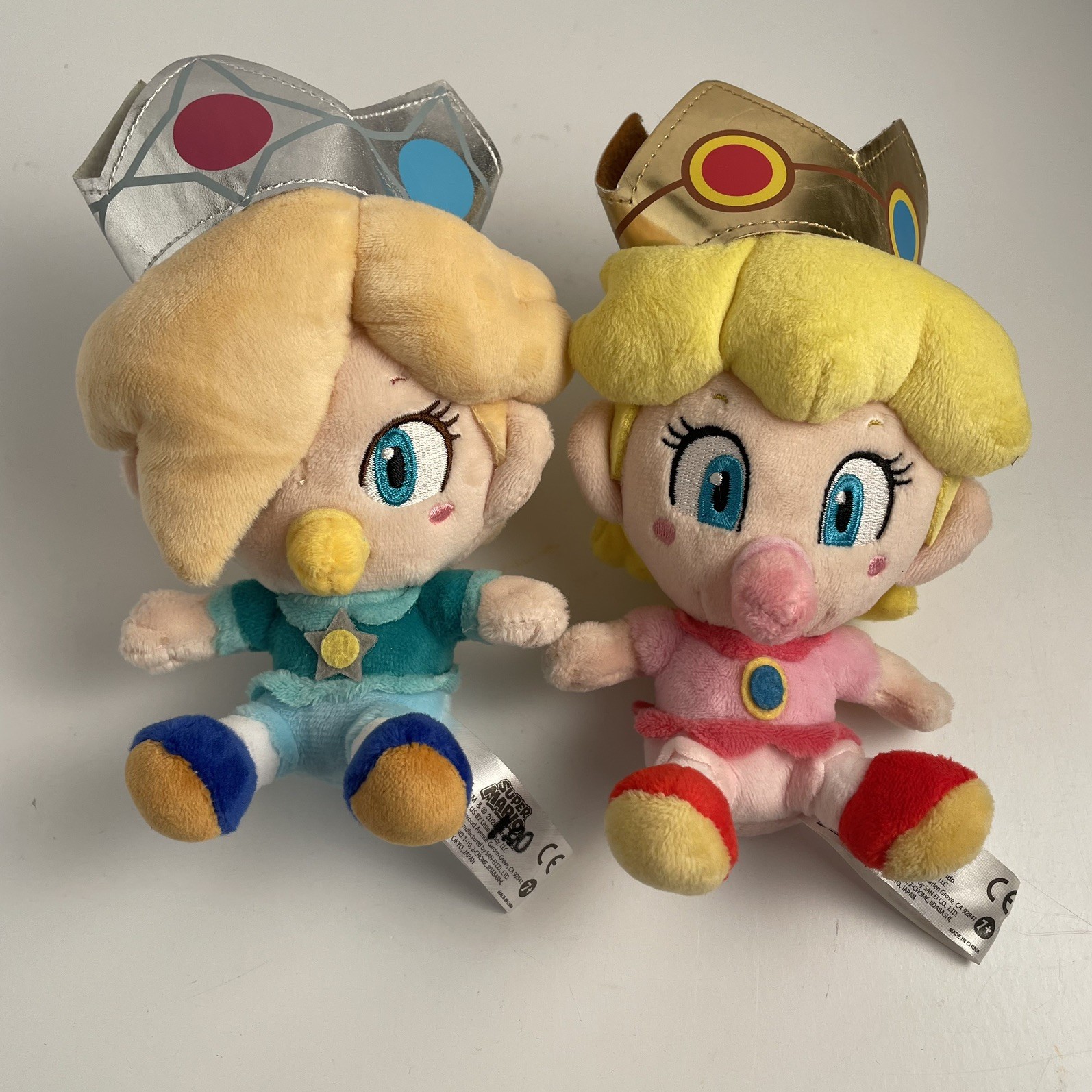 Peluche Super Mario Baby Rosalina & Baby Peach collezione All Star 7"