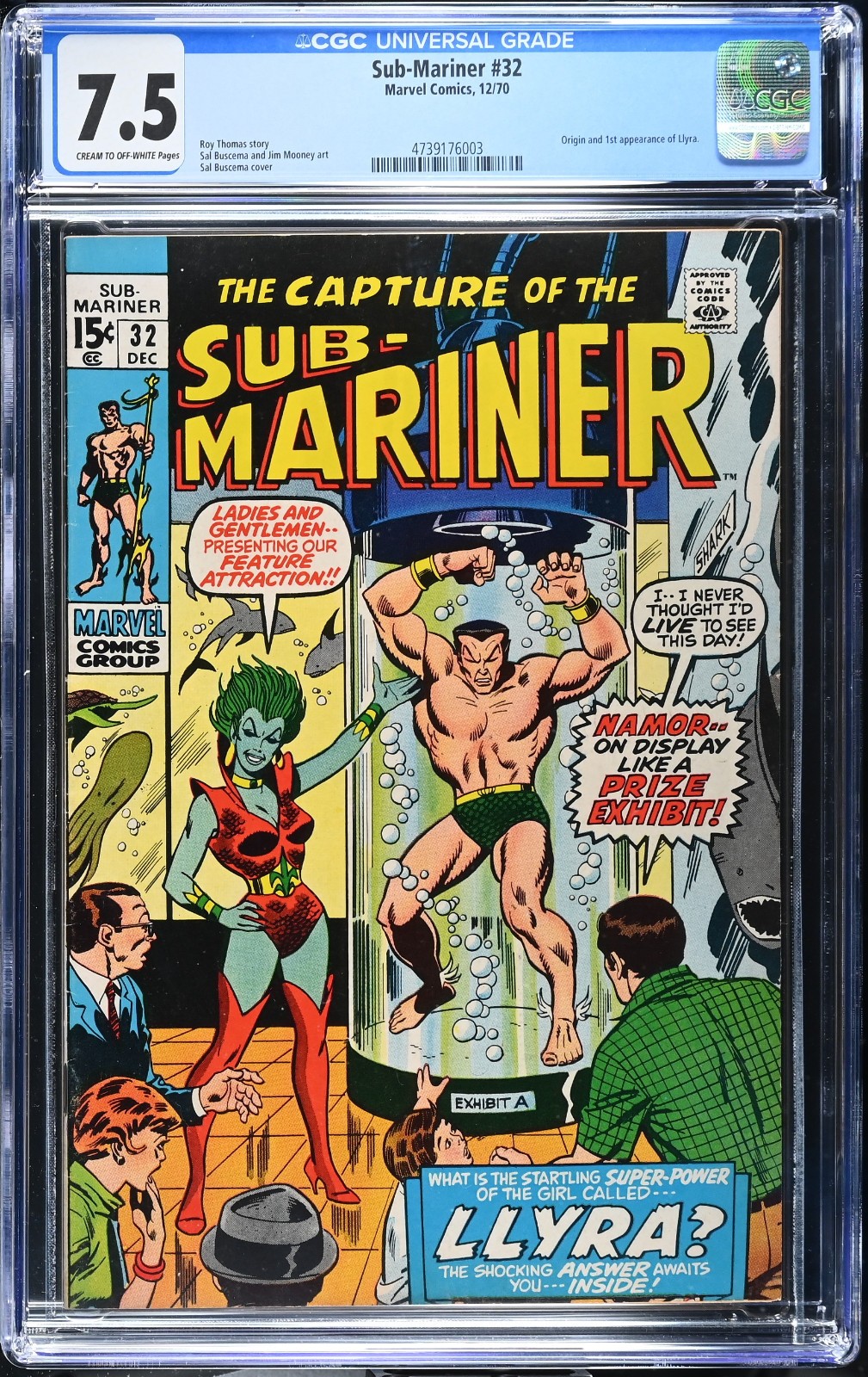 Sub-Mariner 32 CGC 7.5 VF - Origine e prima apparizione di Llyra Marvel Comics 1970